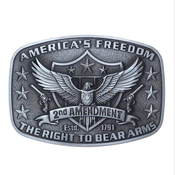 America’s Freedom 2nd Amendment Antiqued Silvertone Belt Buckle New! - Picture 1 of 8